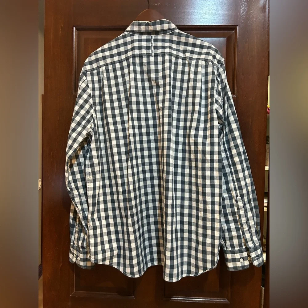 Banana Republic Men's Blue and White Plaid Shirt Camden Fit Size XL